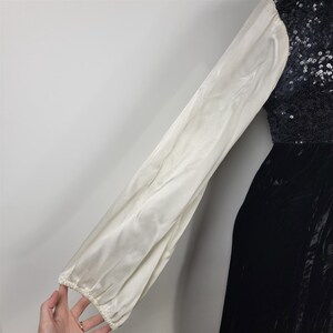 Vintage 1970s Long Velvet Sequin Gown Dress Long Sleeved & Collared image 5