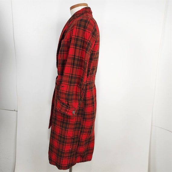 Vintage Pendleton 100% Wool Robe Red Tartan Plaid - image 5