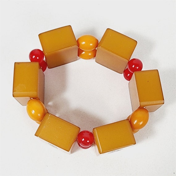 Vintage Mahjong Tile Bakelite Bracelet & Earrings… - image 5