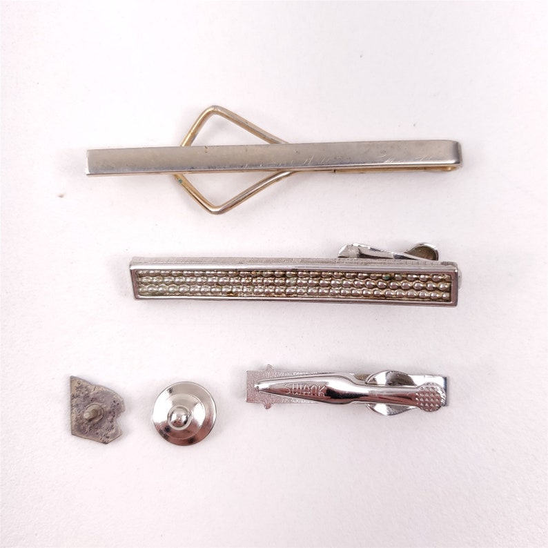 6 Vintage Swank Tie Clip Bar Tie Tack Pin Lot Gold /& Silver Tone