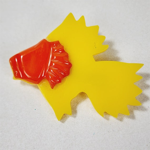 Vintage Yellow Orange Layered Bakelite Goldfish Fi