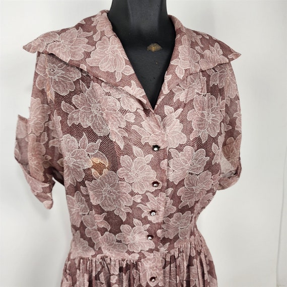 Vintage 1950s Murray White Mauve Pink Floral Prin… - image 2