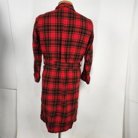 Vintage Pendleton 100% Wool Robe Red Tartan Plaid - image 6