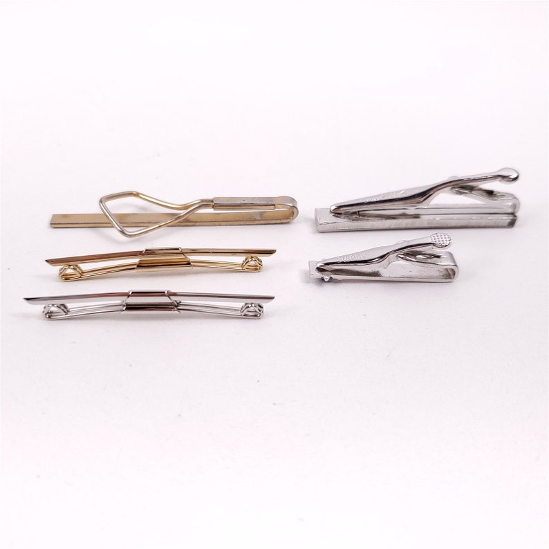 6 Vintage Swank Tie Clip Bar Tie Tack Pin Lot Gold /& Silver Tone