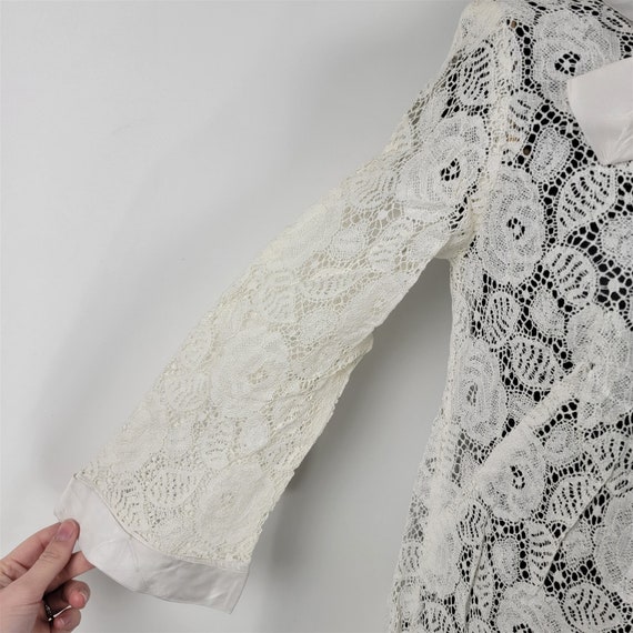 Vintage 1960s White Cream Lace Jacket Womens Size… - image 3