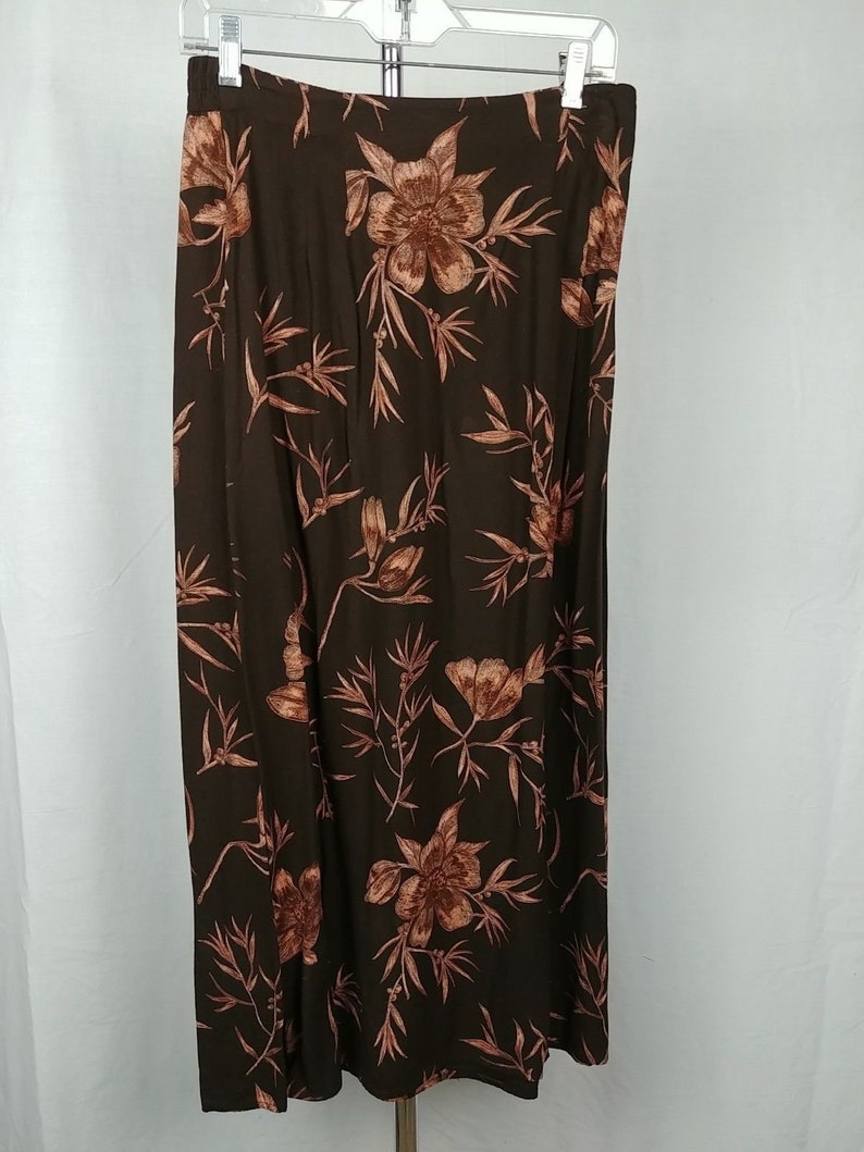 Norton McNaughton Brown Floral Rayon Skirt Womens Size Medium