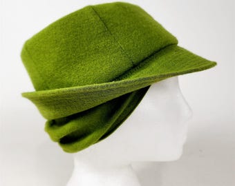 Vintage Happy Cappers Avocado Green MCM Hat Cap