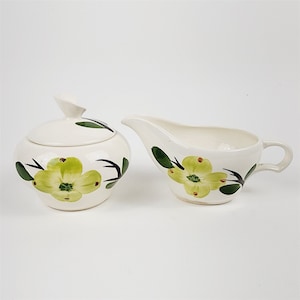 Vintage Blue Ridge Southern Pottery Dixie Dogwood Creamer & Sugar Bowl