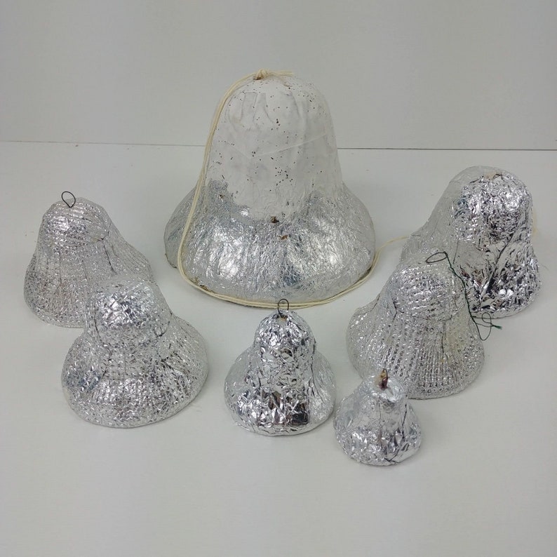 7 Vintage Foil Leaf Paper Mache Craft Japanese Overstock Replacement Bells 23