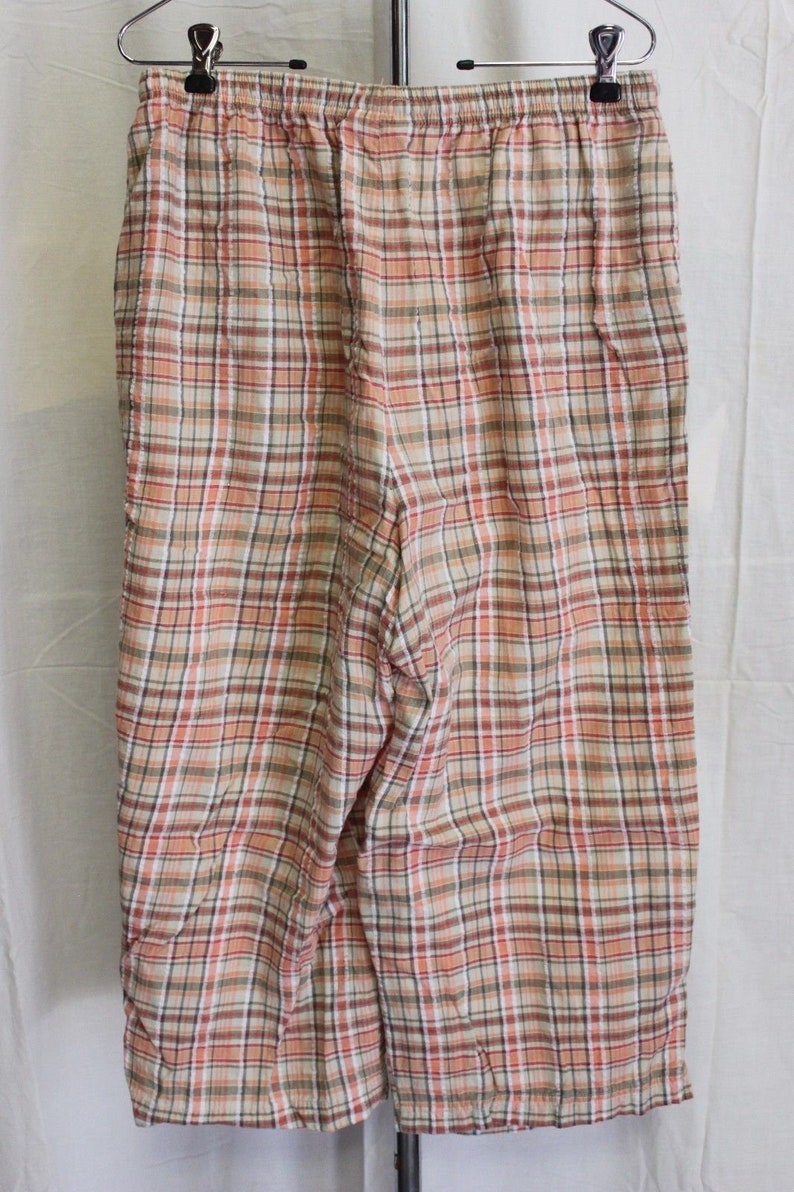 Blair Plaid Draw String Capri Pants Womens Size Medium PinkOrange