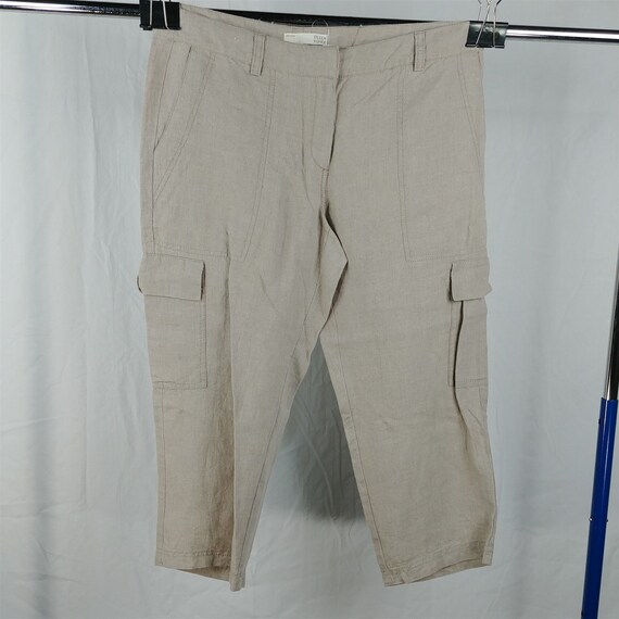 Eileen Fisher Organic Linen Beige Cargo Pants Casu