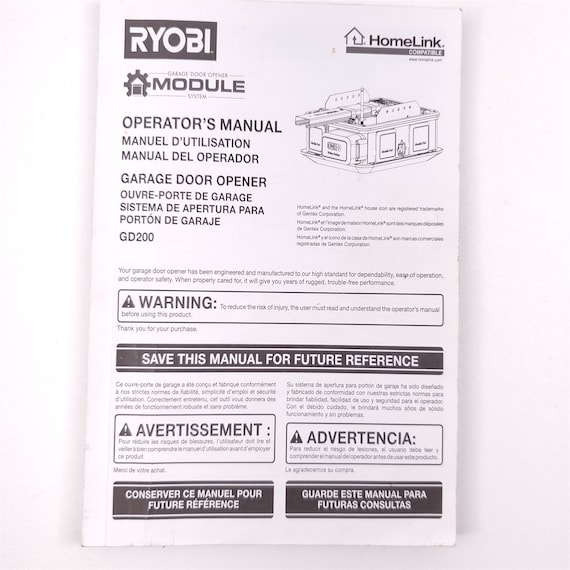 Ryobi Garage Door Opener Module System Operator S Manual Ryobi Garage Door Opener Module System, Does Ryobi Garage Door Opener Work With Homelink