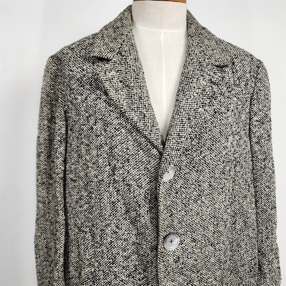 Vintage Forlo Mens Overcoat Coat Black & White Si… - image 5