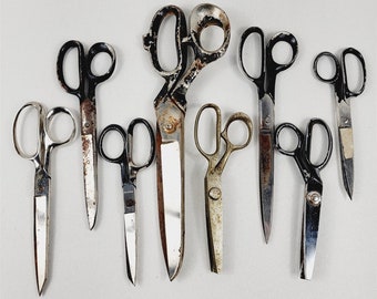 8 Vintage Scissors Shears Lot Kleencut Kingslead Boye Clauss Globemaster Pinking