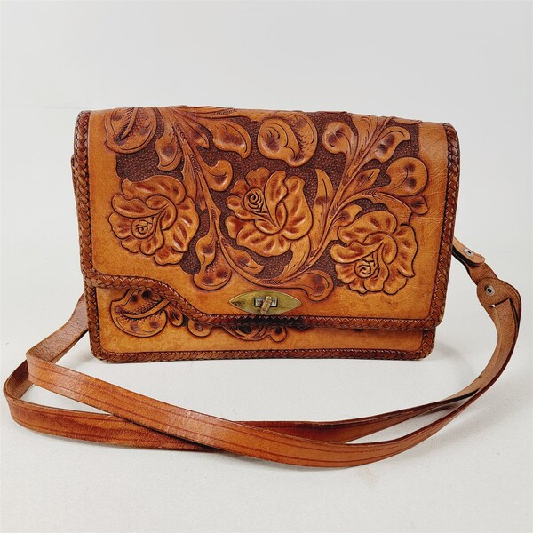 Tooled Leather Handbag Etsy