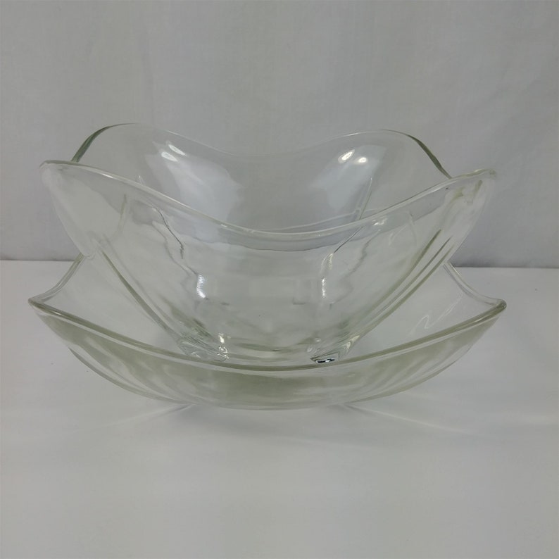 Glass Serving Bowls 6.5 Square 23 Deep Clear Etsy