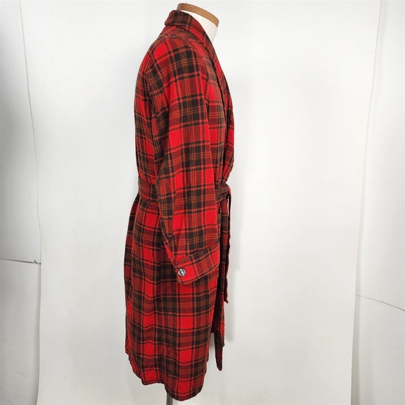 Vintage Pendleton 100% Wool Robe Red Tartan Plaid - image 8