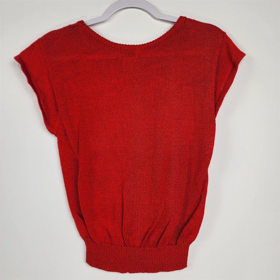 Vintage Koret Career Petites Red Knit Sweater Ves… - image 4