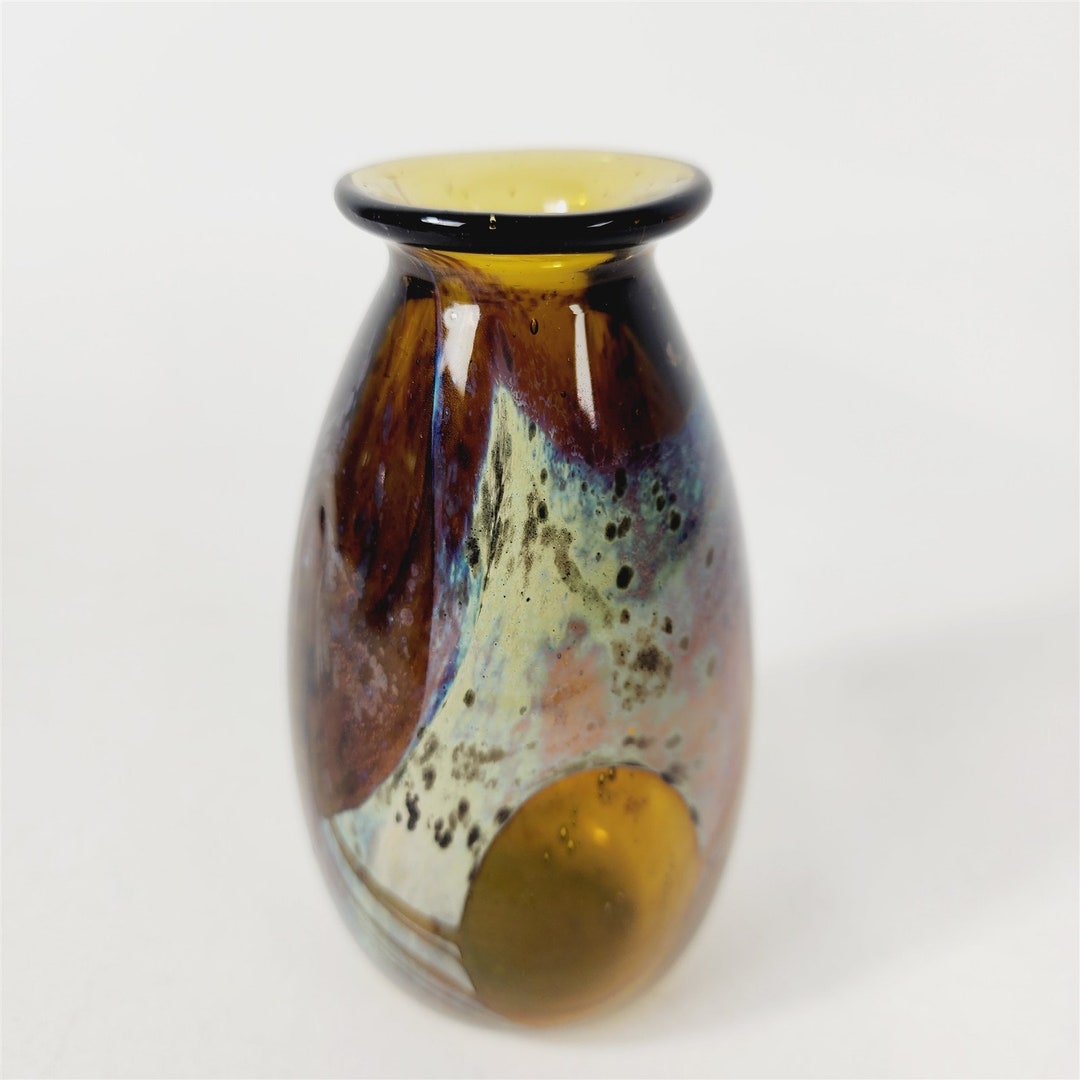 1973 Buzz Williams Art Glass Alder House III Oregon Art Glass Vase 4 7/ ...