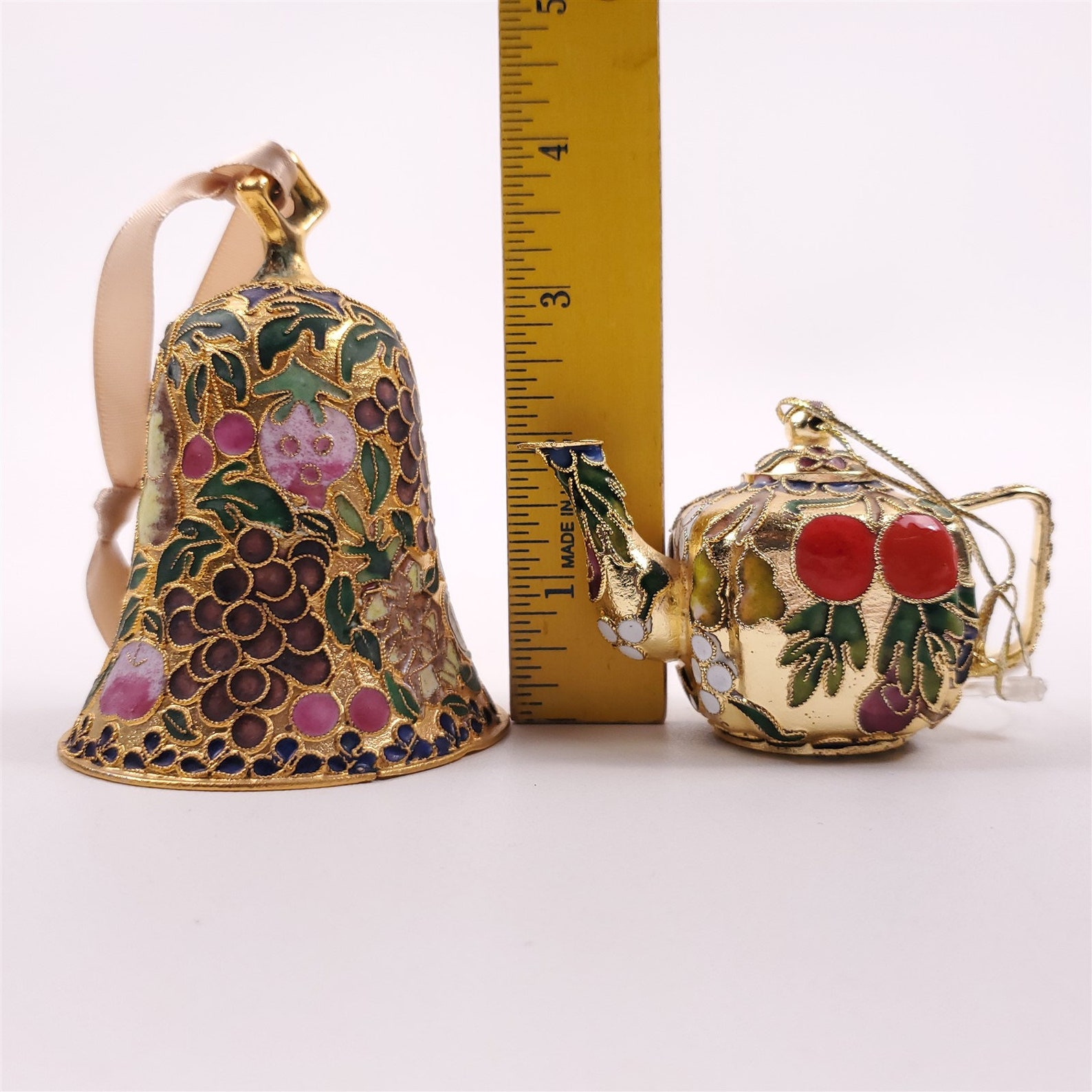 Cloisonne Christmas Tree Ornaments Miniature Teapot Figurine Etsy