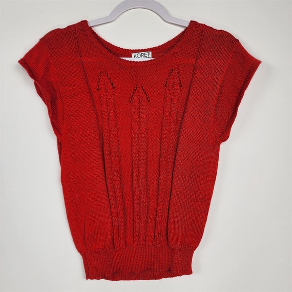 Vintage Koret Career Petites Red Knit Sweater Ves… - image 1