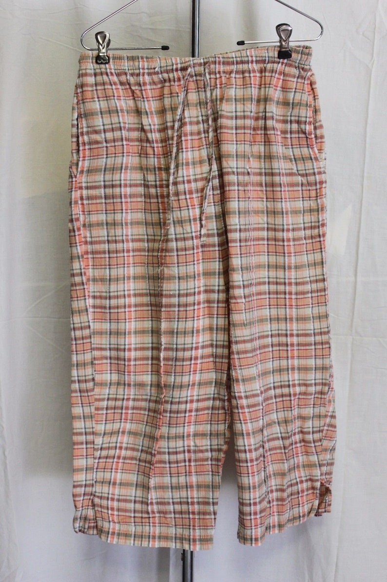 Blair Plaid Draw String Capri Pants Womens Size Medium PinkOrange