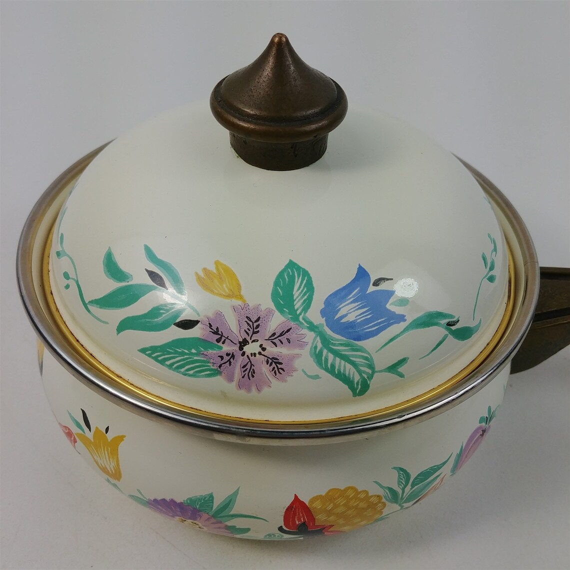 ASTA Enamelware Cookware 18 Saucepan Pot W/ Lid Floral Pattern Etsy UK