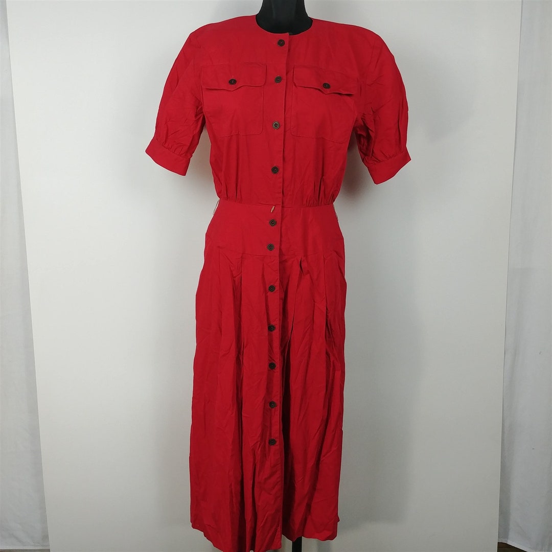 Liz Claiborne Vintage Red Short Sleeve Button Front Dress - Etsy