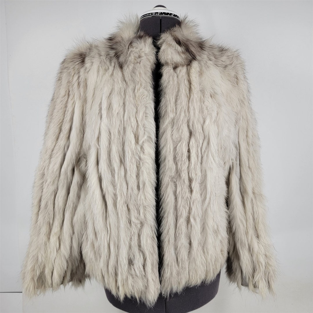 Vintage Saga Fox Genuine Blue Fox Fur Coat Finland Womens L Vintage Saga Fox Genuine Blue Fox Fur Coat Finland Womens L