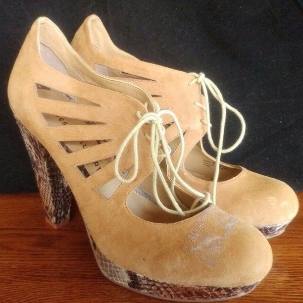 Chinese Laundry Platform Heels Reptile Skin & Leather Size 8.5 M