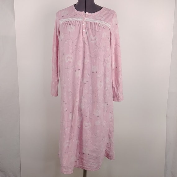 Adonna Sleepwear Pink Fuzzy Floral Nightgown Womens Size M | Etsy