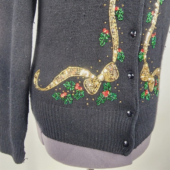Vintage Karen Scott Black Christmas Cardigan Swea… - image 3