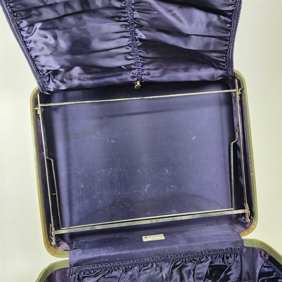 Vintage Sheary Tweed Suitcase Travel Luggage Stre… - image 10