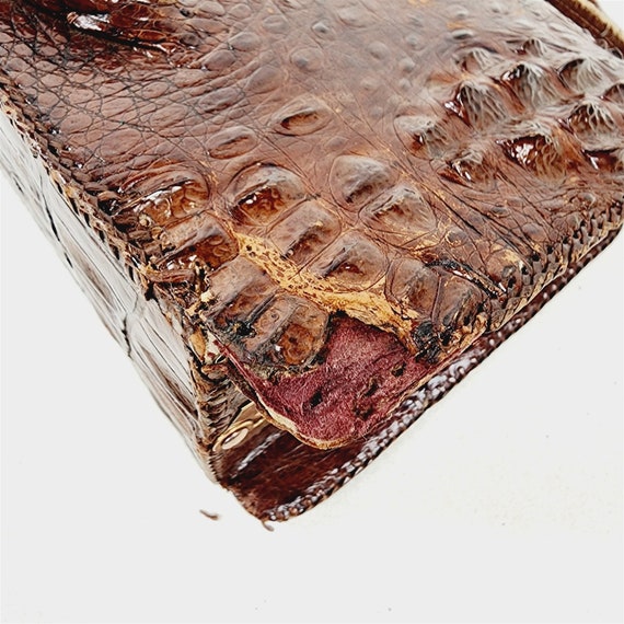 Vintage Alligator Leather Purse Handbag Taxidermy… - image 9