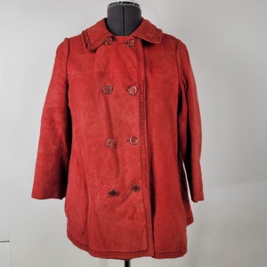 Vintage Woodward & Lothrop Washington Red Suede Double Breasted Coat Jacket Sz M