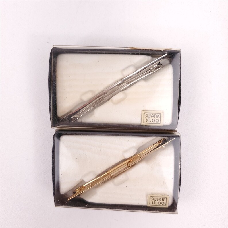 6 Vintage Swank Tie Clip Bar Tie Tack Pin Lot Gold /& Silver Tone