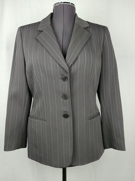 Kasper Petite Gray Striped Blazer Suit Coat 3 Button Womens Size 12P -   Israel