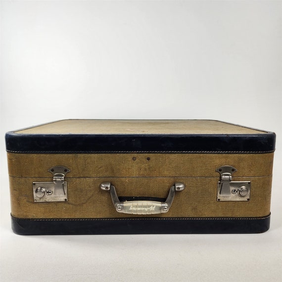 Vintage Sheary Tweed Suitcase Travel Luggage Stre… - image 5