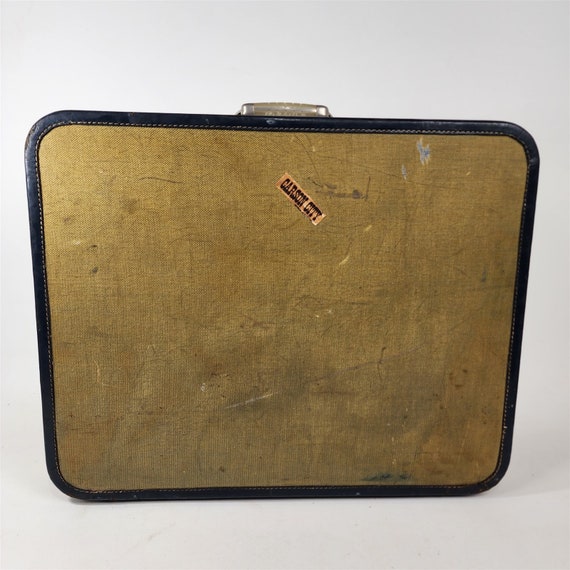 Vintage Sheary Tweed Suitcase Travel Luggage Stre… - image 3