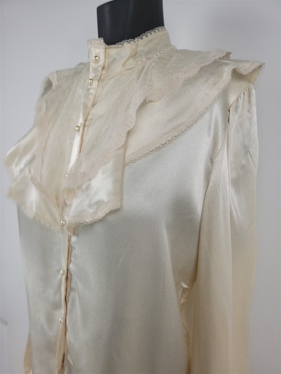 Vintage Jessica's Gunnies Gunne Sax Satin Lace Blouse… - Gem