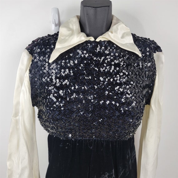 Vintage 1970s Long Velvet Sequin Gown Dress Long … - image 2