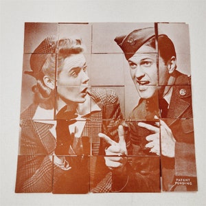 Vintage WWII Cross Patch Puzzle 1942 All&#39;s Fair in Love and War No. 3