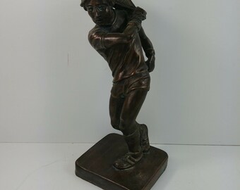 Sculpture Tennis Stylized Nude Sculpture Vintage 50's Woman Playing