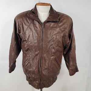 Vintage Andrew Marc Brown Leather Jacket Mens Size S