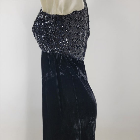 Vintage 1970s Long Velvet Sequin Gown Dress Long … - image 7