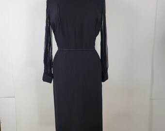 Vintage 1960s Stephen O' Grady Black Long Sleeve Straight Pencil Dress