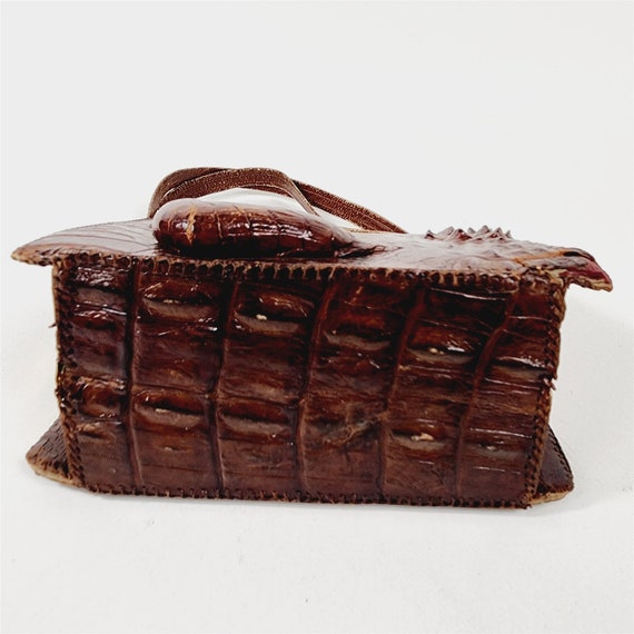 Vintage Alligator Leather Purse Handbag Taxidermy… - image 3