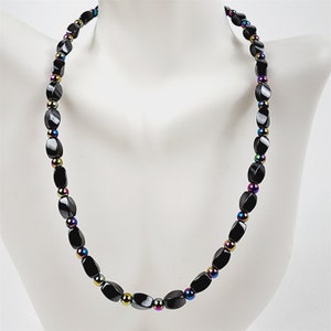 Black & Rainbow Short Twist Magnetic Beaded Necklace Therapeutic Handmade