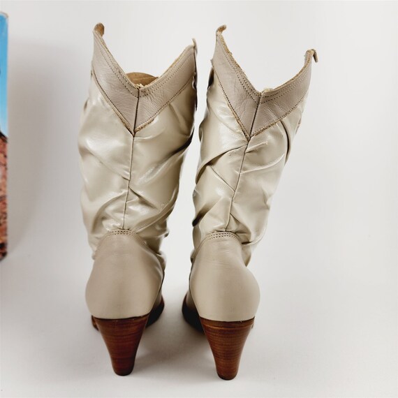 Vintage Laredo Cream Beige Leather Cowboy Boots -… - image 8