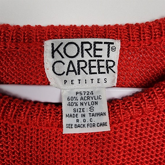 Vintage Koret Career Petites Red Knit Sweater Ves… - image 2